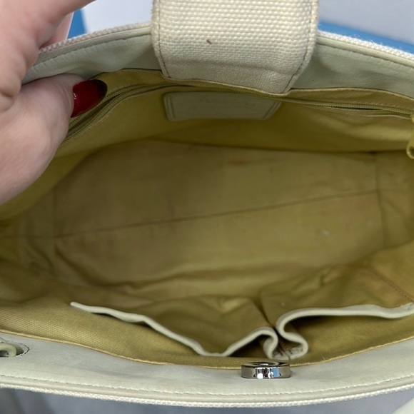 Vintage fossil tote in light green fabric and new buck leather - Picture 7 of 8